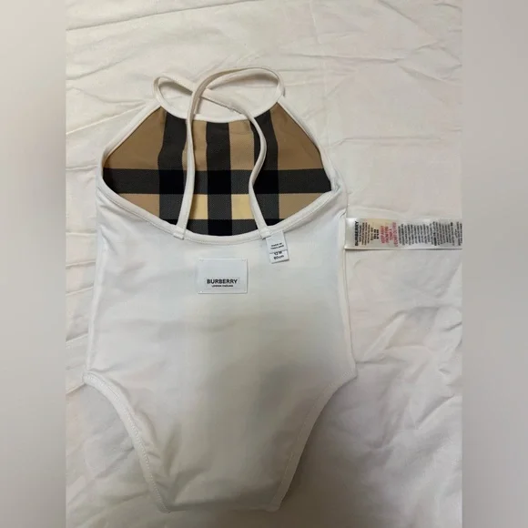 Burberry Beige and Black Check One-Piece Swimsuit - Picture 4 of 6